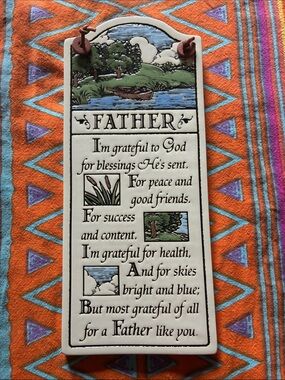 Spooner Creek Design 'Father' Wall Plaque – White with Multicolor Scenic Accents